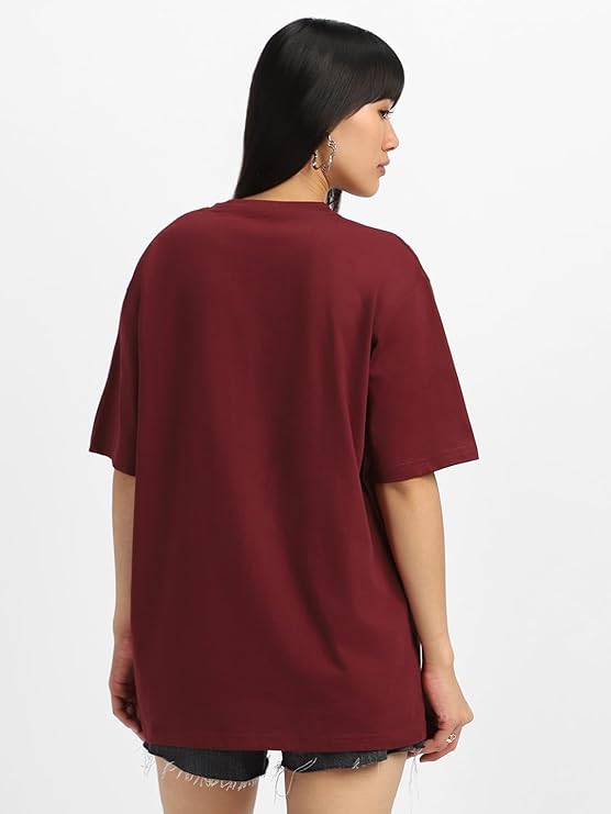 Unisex Solid French Terry Oversized T-shirts MAROON