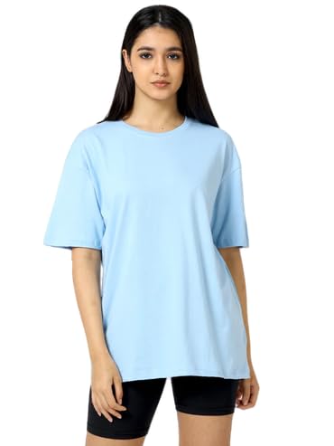 Unisex Solid French Terry Oversized T-shirts BABY BLUE