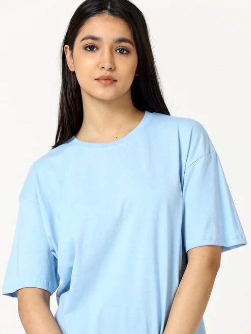 Unisex Solid French Terry Oversized T-shirts BABY BLUE