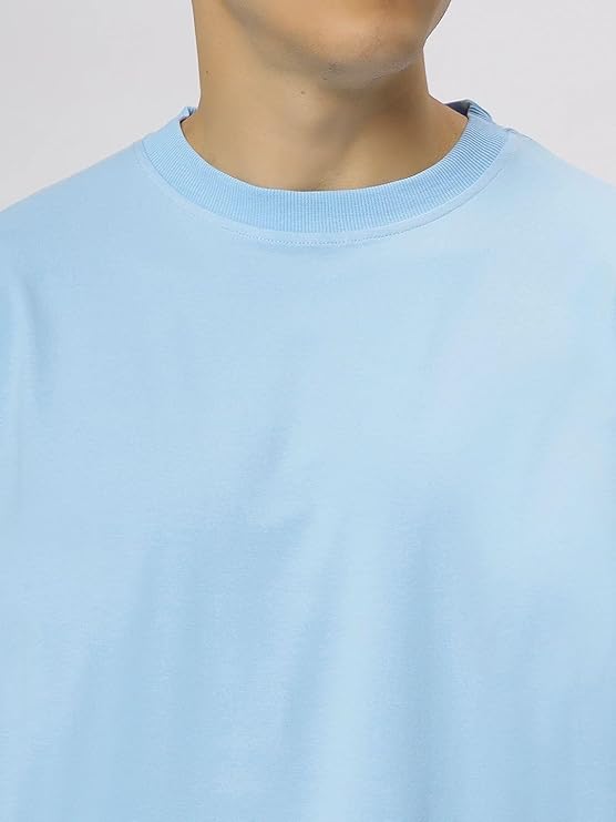 Unisex Solid French Terry Oversized T-shirts BABY BLUE