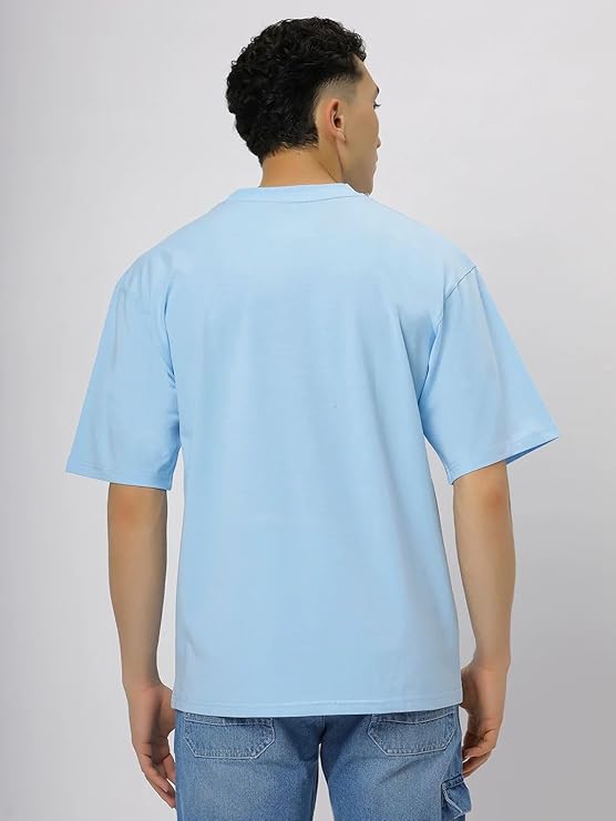Unisex Solid French Terry Oversized T-shirts BABY BLUE