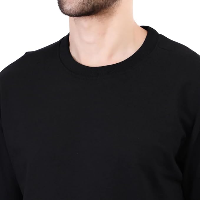 Unisex Solid French Terry Oversized T-shirts BLACK
