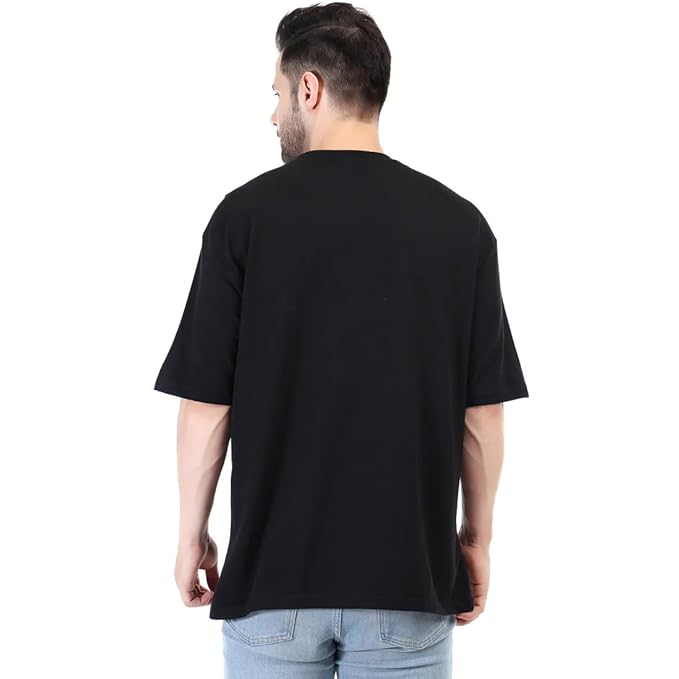 Unisex Solid French Terry Oversized T-shirts BLACK