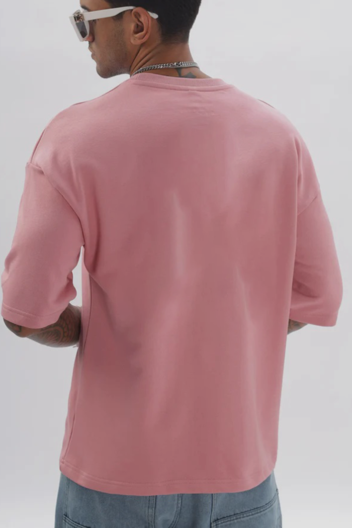 Unisex Solid French Terry Oversized T-shirts FLAMINGO PINK