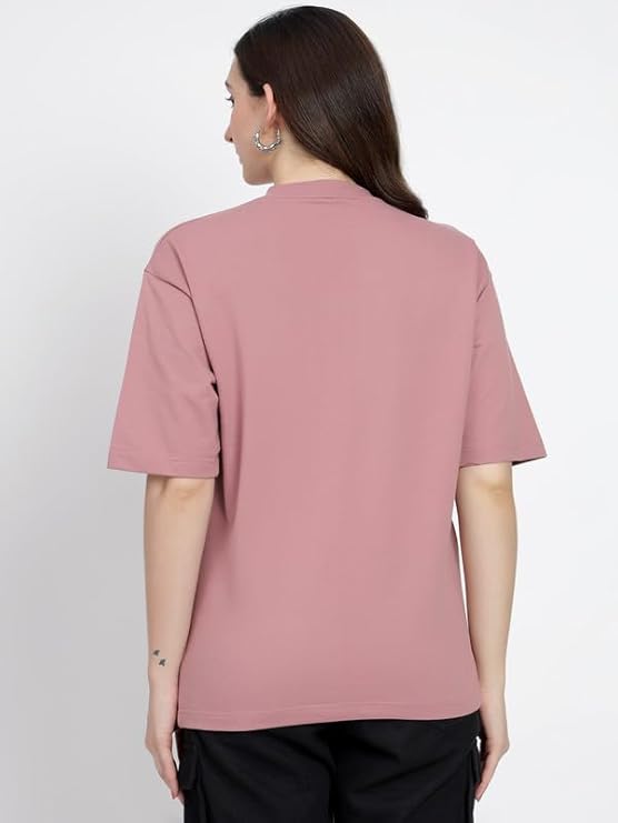 Unisex Solid French Terry Oversized T-shirts FLAMINGO PINK