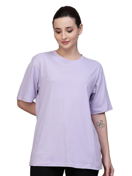 Unisex Solid French Terry Oversized T-shirts LAVENDER