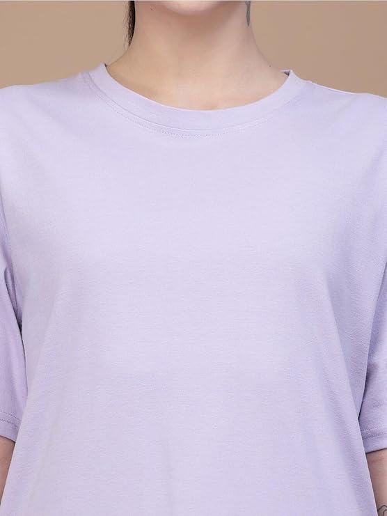 Unisex Solid French Terry Oversized T-shirts LAVENDER
