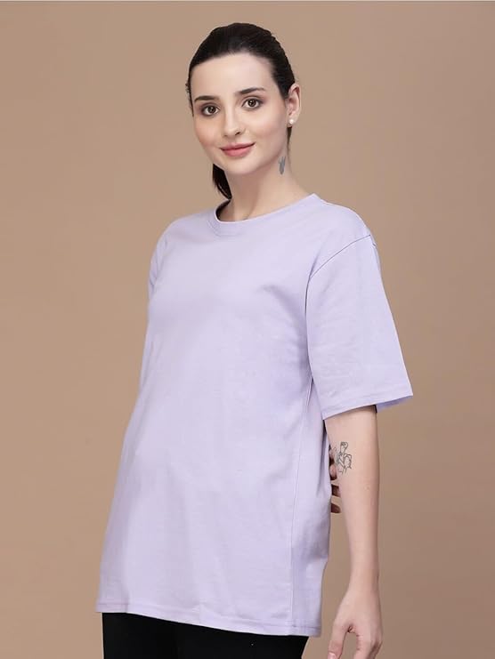 Unisex Solid French Terry Oversized T-shirts LAVENDER