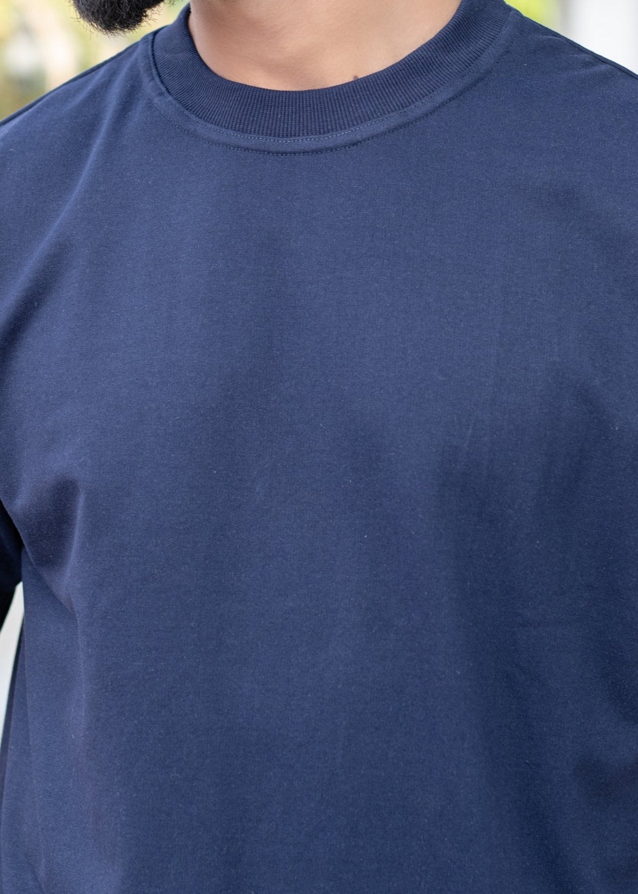 Unisex Solid French Terry Oversized T-shirts NAVY BLUE