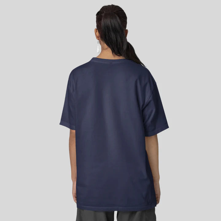 Unisex Solid French Terry Oversized T-shirts NAVY BLUE