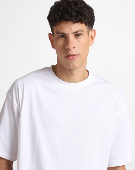 Unisex Solid French Terry Oversized T-shirts WHITE