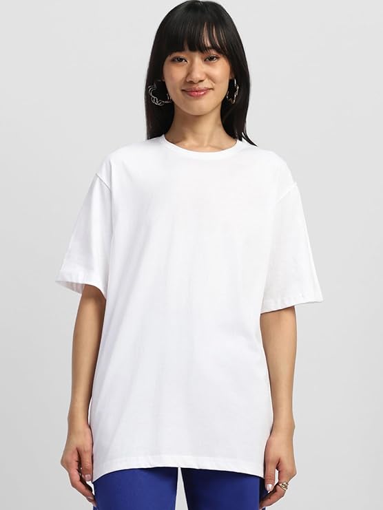 Unisex Solid French Terry Oversized T-shirts WHITE