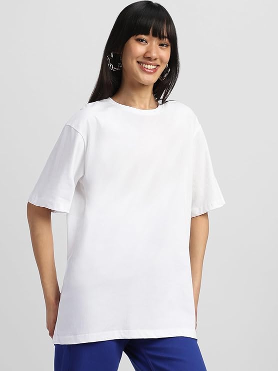 Unisex Solid French Terry Oversized T-shirts WHITE