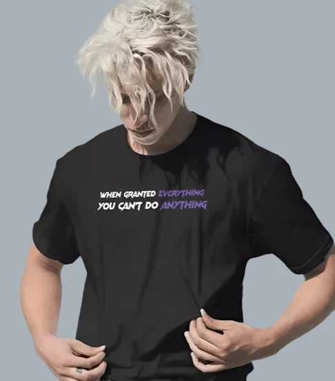 Men Oversized Anime Printed Round Neck Polyester Black T-Shirt