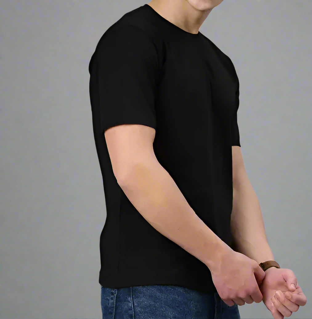 Round neck t shirts for men Black colour
