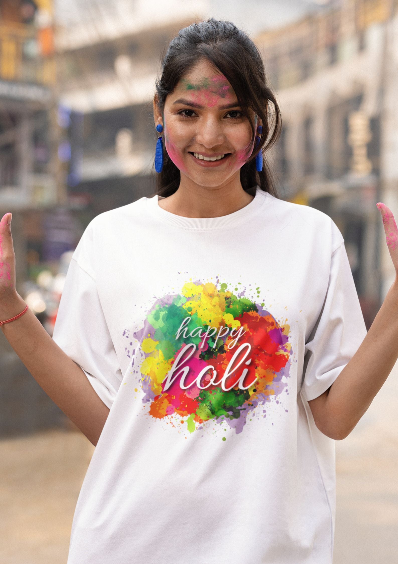 Unisex Round Neck "Colour Blast" Print T-shirt