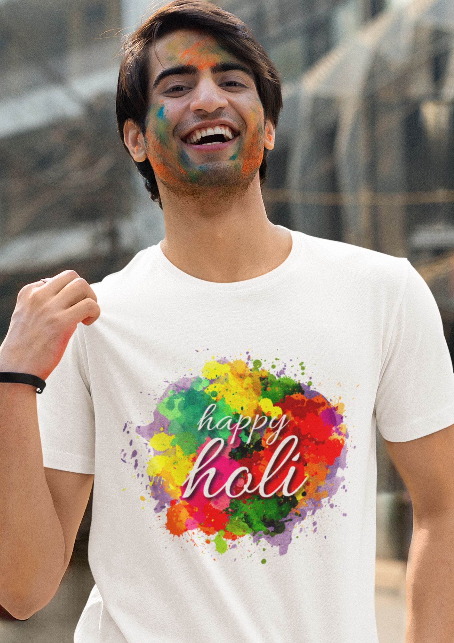 Unisex Round Neck "Colour Blast" Print T-shirt