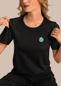 Embellished Celestial COSMONAUT BLING Classic Fit Cotton Half Sleeve Black T-Shirt