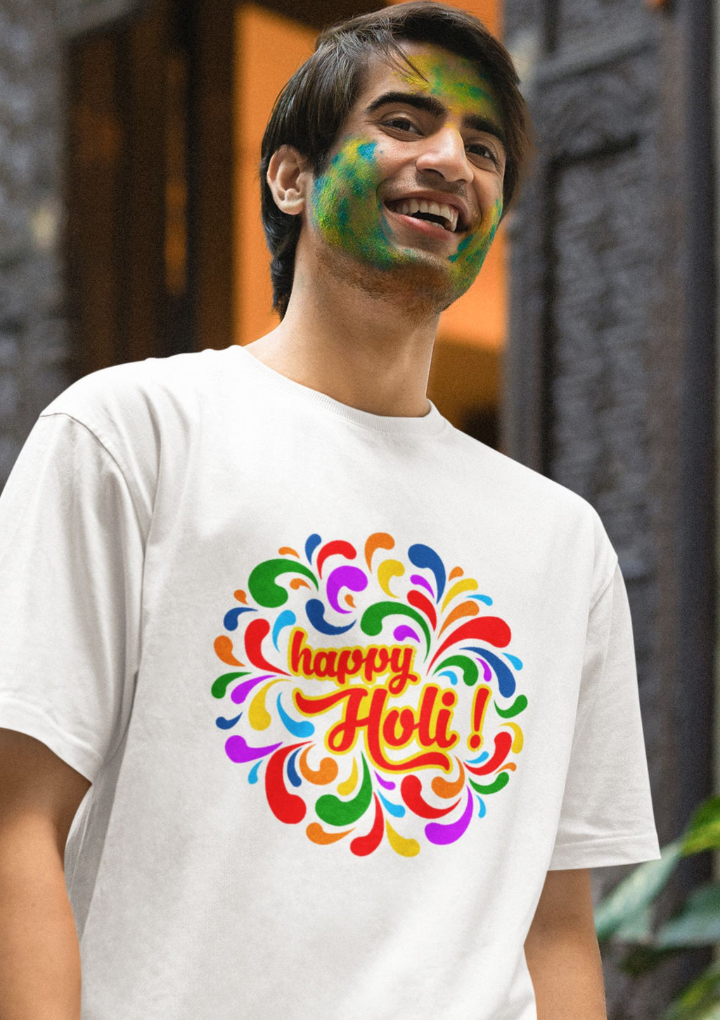 Unisex Round Neck "Holi Motifs" Print T-shirt