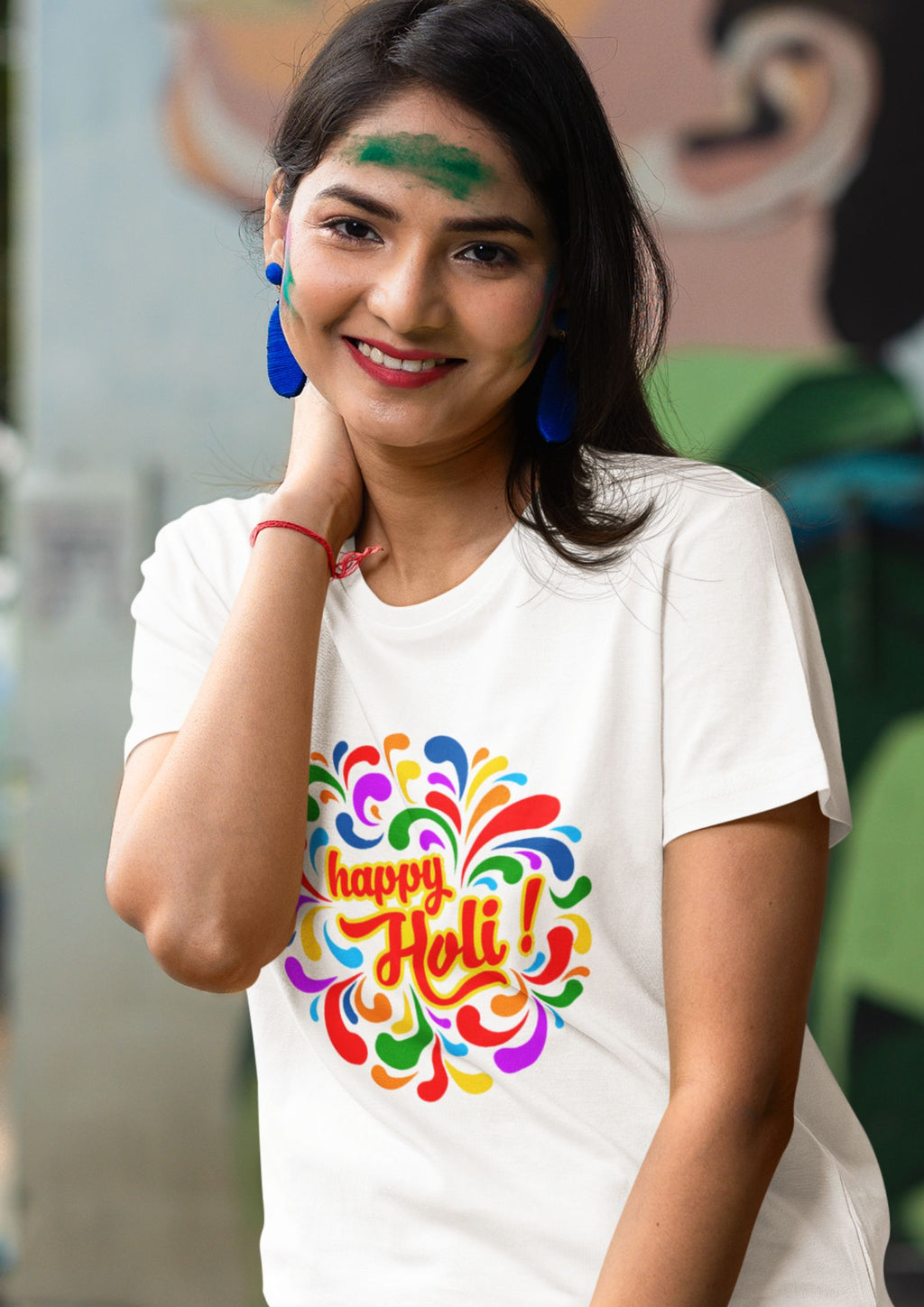 Unisex Round Neck "Holi Motifs" Print T-shirt