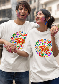 Unisex Round Neck "Holi Motifs" Print T-shirt