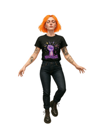 "Feminism Fist" Black Round Neck Cotton T-shirt for Women Regular Fit