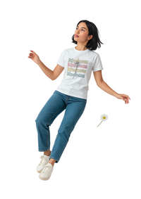 "Kindness" Round Neck Cotton White T-shirt for Women Regular Fit