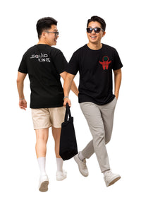 'Squid King' Black Oversized Round neck Cotton t-shirt for Valentine's Gift
