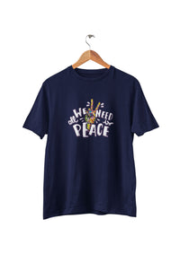 We Need Peace Unisex Round Neck Classic Fit Navy Blue T-Shirt
