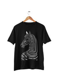 Tribal Horse Unisex Round Neck Classic Fit Black T-Shirt