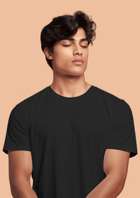 Solid Black Half Sleeve Round Neck T-Shirt for Men & Women