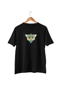 Tribal Owl Unisex Round Neck Classic Fit Black T-Shirt