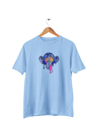 Mad Monkey Unisex Round Neck Classic Fit Baby Blue T-Shirt