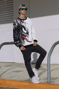 Men's VENOM Large Printed Ribbed Sweatshirt White
