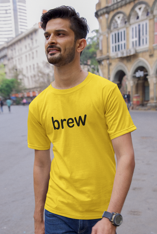 Men's Round Neck Brew Print T-shirt