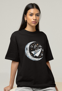 Women's Oversized "Moon & Stars" Print T-shirt