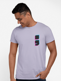 Pocket Size Semicolon Men's Round Neck Half Sleeve T-shirt
