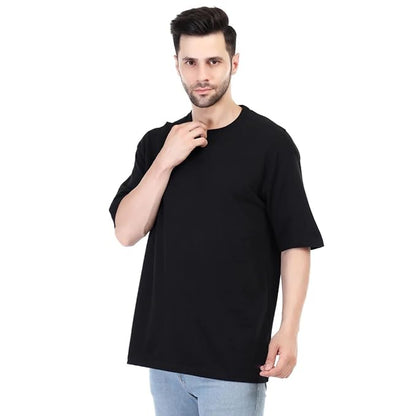 Unisex Solid French Terry Oversized T-shirts BLACK