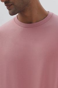 Unisex Solid French Terry Oversized T-shirts FLAMINGO PINK