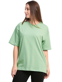 Unisex Solid French Terry Oversized T-shirts JADE GREEN
