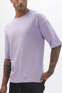 Unisex Solid French Terry Oversized T-shirts LAVENDER