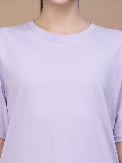 Unisex Solid French Terry Oversized T-shirts LAVENDER