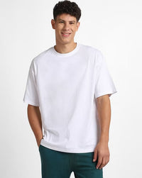 Unisex Solid French Terry Oversized T-shirts WHITE
