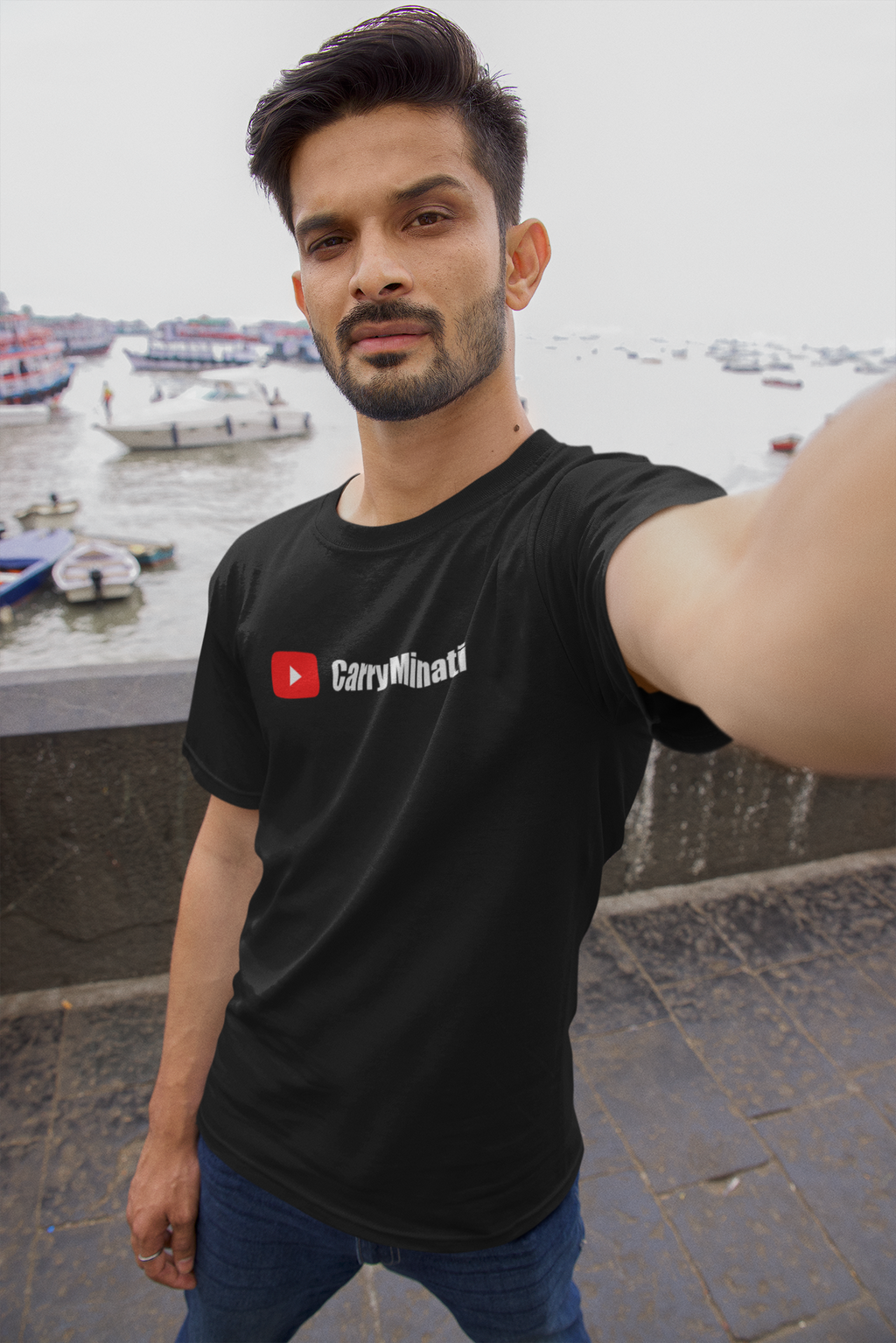 Your Youtube T-shirt with Your Channel Name - Round Neck Half Sleeve - Cotton