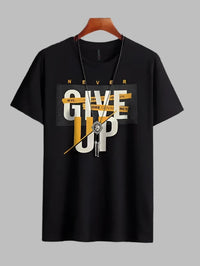 'Never Give Up' Men's Typography Round Neck T-shirt