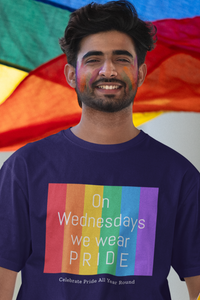 Wednesday Pride Round Neck Standard T-Shirt for All Genders Navy