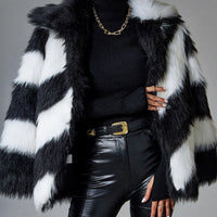 Black Faux Rabbit Fur Coat Luxury Fur Coat  Jackets Women