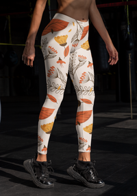 Women's Legging Autumn Leaves White