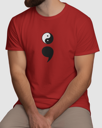 Yin Yang Semicolon Men's Round Neck Half Sleeve T-shirt