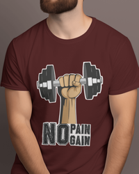 No Pain No Gain Men's Round Neck Half Sleeve T-shirt